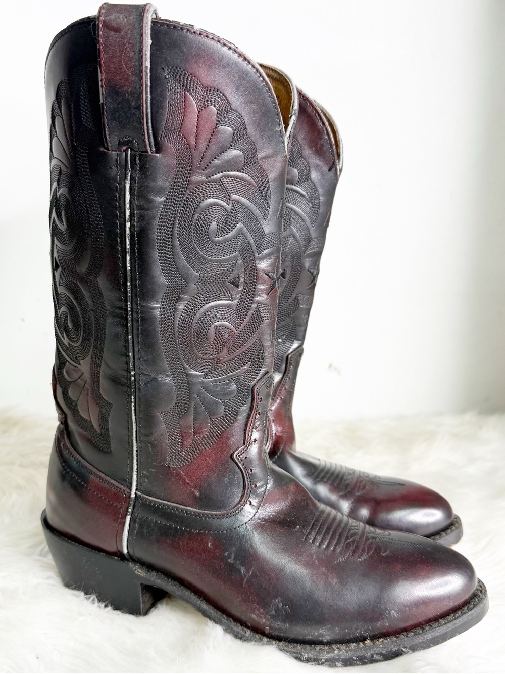 Wolf Industrial Leather Western Cowboy Boots Burgundy Men’s 7.5 D